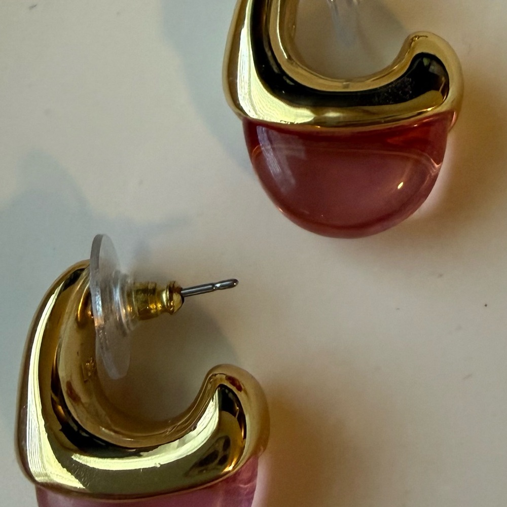Lele Sadoughi pink tourmaline dome drop earrings - Picture 3 of 6